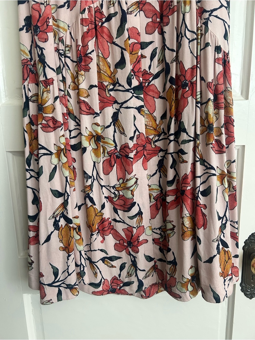 FREE PEOPLE Pink Floral A-Line Maxi Skirt Size 12 - Picture 7 of 9